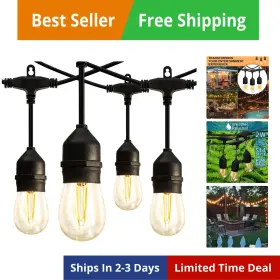 Banord 718046126355 Outdoor String Lights 48ft Waterproof Patio With 2w Dimmable Led Bulb