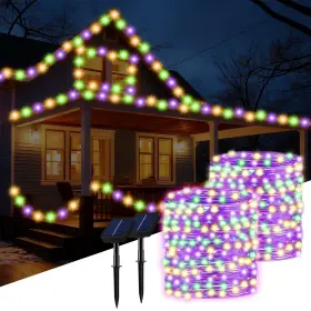 B0fpf153yd Baquler 98ft 2-piece Mardi Gras Led Lights 8 Modes Solar Waterproof Outdoor Deco
