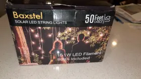 Ss-s1415 Baxtel Baxstel Solar Led Outdoor String Lights 50ft Cable 15 Sockets 1w Bulbs Included