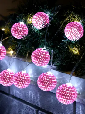 B0flq8f93b Bbto Led Disco Ball String Light Battery Powered Mirror Balls Outdoor Decor