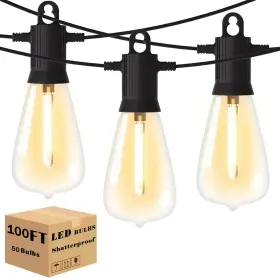 Led-e12-25t-50ft-st38 Beatineon Outdoor String Lights 100 Ft Led Patio With 52 50 2 Spare St38 Shatterp
