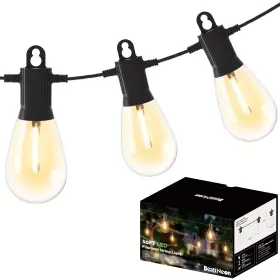 Led-e26-15t-50ft-s14 Beatineon Outdoor Lights 48ft String With Shatterproof 15 Led Bulbs S14 Patio Light