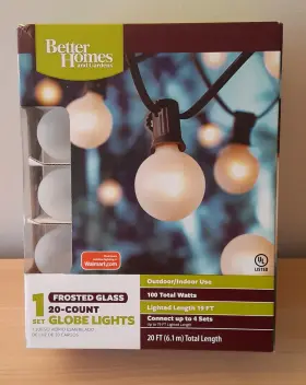 Better Homes 028208971892 And Gardens Indoor/outdoor Globe Lights Frosted Glass 20-count