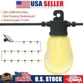 80-894 Better Homes & Gardens Solar Led String Lights 34ft 15 Filament Bulbs 120 Lumens Outdoor Waterproof 80-894 Better Homes & Gardens Solar Led String Lights 34ft 15 Filament Bulbs 120 Lumens Outdoor Waterproof