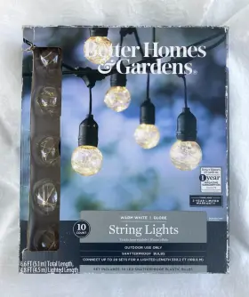 Bhg 920978711699 Bh&g String Lights Outdoor 16ft Warm White Globes