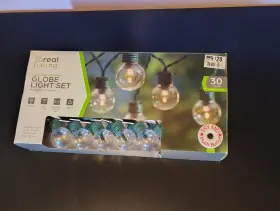 Es63-906 Big Lots Stores Inc. Real Living Led Solar Powered Globe Light Set 30 Warm White Outdoor 19.4 Ft