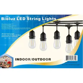 Bioluz 682440828392 Led 48ft Outdoor String Light Vintage Bulb Distressed Pkg