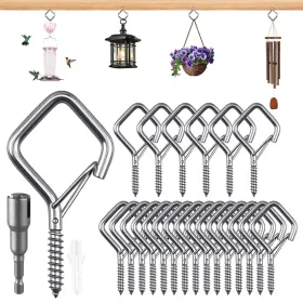 Bjutyeu 769029270398 25 Pack Outdoor String Light Hooks With Safety Buckle 2.16 Inch 304 Stainless S