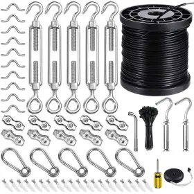 Blika 764690267364 Globe String Light Suspension Kit Outdoor Guide Wire 170ft Coated Sta