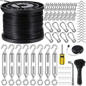 B0c7tlznx9  Blika Globe String Light Suspension Kit Outdoor Guide Wire 400ft Coated Stainles