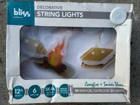 Bliss Outdoors 842470129993 Camper Rv String Lights Campfire/sftmore With Remote New 12 Ft