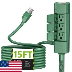 B0drfxhxt8 Bn-link 15ft Outdoor Extension Cord Waterproof 6-outlet Power Stake Heavy Duty