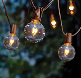 Boutique Window 009075450547 Abeja 25ft Outdoor Patio String Lights With 27 Clear G40 Bulbs Ul Listed For