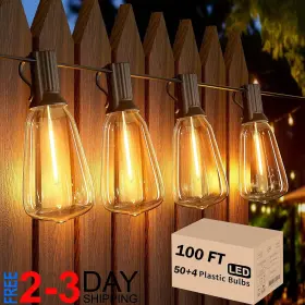 52614 Branded 100ft St38 Led Outdoor String Lights Connectable Hanging Garden Patio Light Ip65