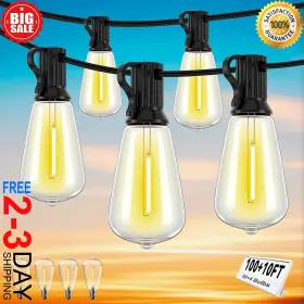 563323 Branded 100ft Dimmable St38 Led Outdoor String Lights Waterproof Patio With 54 Shatterpr