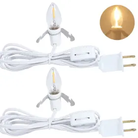 Aclb-2 Branded 2 Pack 6ft Light Cord With Led Bulb Blow Mold Replacement C7 Clip Lamp Switch
