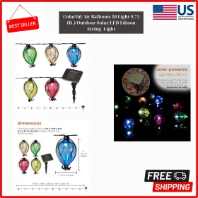 Rgg1018slr Branded Colorful Air Balloons 10 Light 9.75 Ft. Outdoor Solar Led Edison String