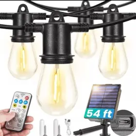 Bulbs...9 Branded Wdpm4 Solar String Lights Outdoor Waterproof Patio 54ft 17 Led Edison