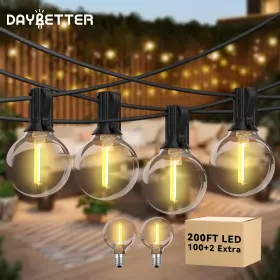 Cvg1212h1h-nsb0-wus-d1 Branded01 200ft Outdoor String Lights G40 With 100 Edison Vintage Bulbs Waterproof Hangi