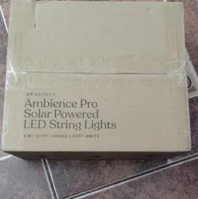 Brightech 9835 Ambience Pro Solar Led String Lights 27 Ft Soft White 3000k 4w Brown