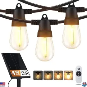 B0cq6bjbd4 Brightech 48ft Solar Outdoor String Lights 15 Shatterproof Bulbs Remote Control