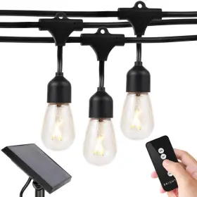Slr-48hg-sw-fl Brightech String-light 48ft Outdoor Solar 1w 3000k Led 15-light Hanging With Remote