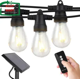 Slr-48nh-sw-fl Brightech Ambience Pro Solar Powered Outdoor String Lights 48ft Remote Control