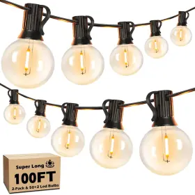 0.6w25 Brightever Led Outdoor String Lights 100ft Patio Light With 52 Shatterproof G40 Dimmable