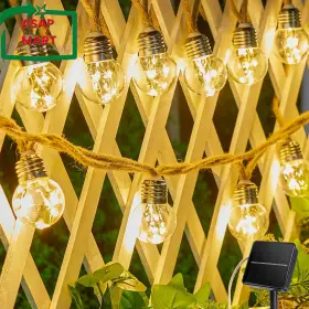 Brightown 445024356307 Solar String Lights Outdoor 30ft Vintage Hemp Rope Patio