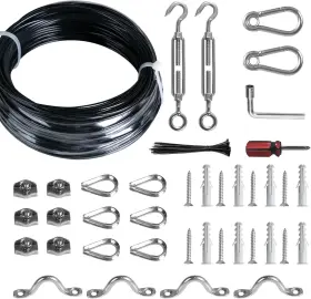Brightown 445038879854 String Lights Hanging Kit For Outdoor Includes 100ft Stainless Steel