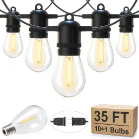 Brightown 705353748707 Outdoor String Lights 35ft Patio With 10 1 Shatterproof Edison