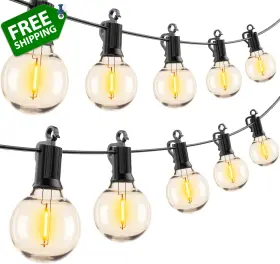 Brightown 711181566444 Outdoor String Lights - 2 Pack Globe Patio 50 Ft With 25 G40 Sh