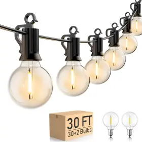 Brightown 711978709016 Outdoor String Lights - Globe Patio 30 Ft With G40 Bulbs