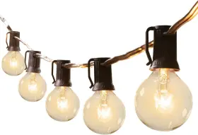 Brightown 711978709054 Outdoor Patio String Lights 100ft G40 Backyard 5 Watts Black