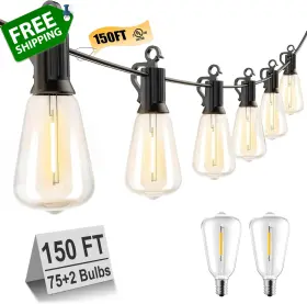 St38 Brightown 726084135574 150ft Led Outdoor String Lights Patio With 77 Shatterproof