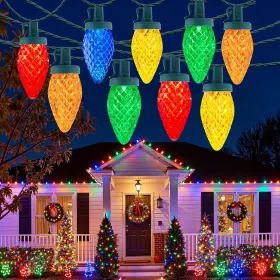 Brightown 810134652675 C9 Led Christmas Lights Outdoor 97ft 150 Waterproof Multicolor