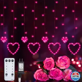 B0cnplhl1m Brightown Valentines Day Decor Pink Love Heart String Lights 12 Hearts 138 Led 8.2ft