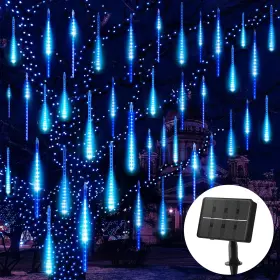 B0d7mfbhl3 Brightown 576 Led Solar Meteor Shower Rain Drop Lights Outdoor - Blue 16 Tubes