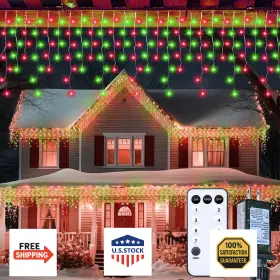 B0df7j9313 Brightown 40ft 432 Led Icicle Christmas Lights Outdoor 81 Drops 8 Modes Remote