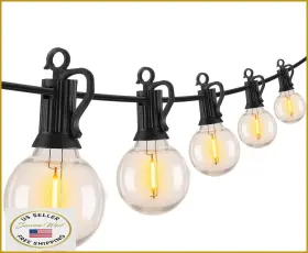 B0f3ctykls Brightown Outdoor String Lights - 100 Ft Patio With 50 Led G40 Globe Plas