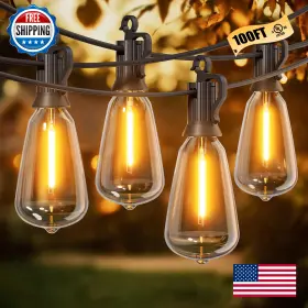 B0f6ykffg9 Brightown 100ft St38 Outdoor String Lights Shatterproof Dimmable Led Patio Ligh