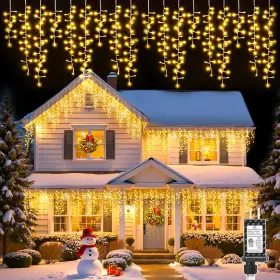 B0ff9z4kf7 Brightown 40ft 1200 Led Cluster Icicle Christmas Lights Outdoor 12 Modes