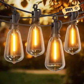 B0flk173dr Brightown 30ft 11 1 Led St38 Outdoor Patio String Lights Shatterproof Dimmable