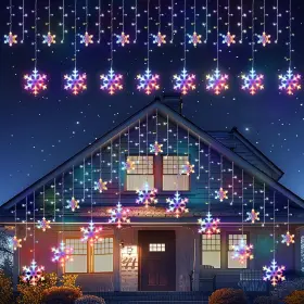 Dmo-300 Brightown Snowflake Lights 20ft 228 Led Icicle For Outside With 24 Drops