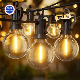 Gypc-o40lau Brightown Outdoor String Lights 80ft 40 2 Bulbs Patio Garden Dimmable Hanging Led Ip65