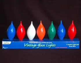 Kp7-7 Brite Star String Of Lights 5ft Long 7 Oversized Flame-tip Glass Bulbs