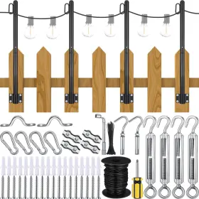 Rry-briwooody-1068 Briwooody Outdoor Lights Hanging Kit Globe String Light Suspension 98 Ft Coated Sta