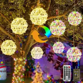 Btfarm 800689600344 Color Changing Christmas Light Balls Outdoor With Remote And Timer 4 Pack