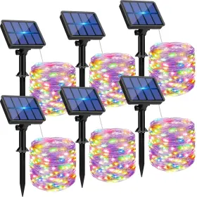B0f9yk2krj Btfarm 6-pack 480led 198ft Solar String Lights Outdoor Fairy Waterproof 8 Modes