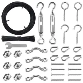 Byshun 315419861596 Outdoor Lights Hanging Kit Globe String Light Suspension 100ft Black Viny